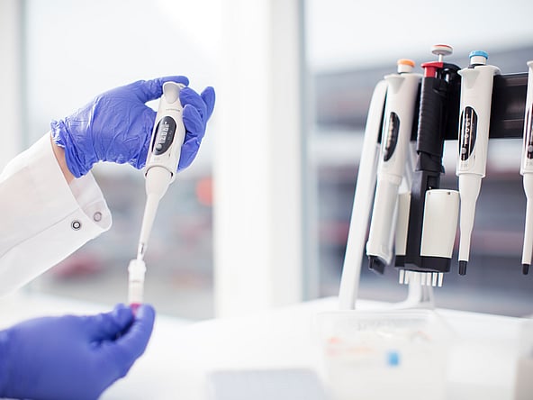 A person holding a test tube.