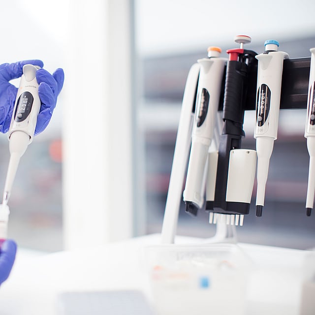 A person holding a test tube.